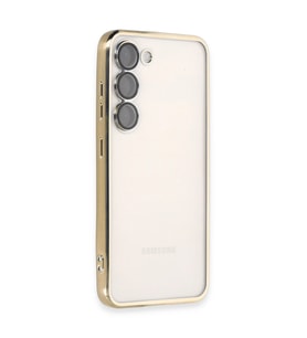Samsung Galaxy S24 Kılıf Kamera Korumalı Lensli Silikon - Gold