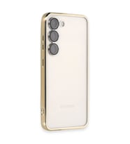 Samsung Galaxy S24 Kılıf Kamera Korumalı Lensli Silikon - Gold