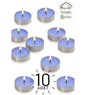 10 Adet  Okyanus Kokulu Tealight Mum  4 Saat Yanar  Dekoratif Mumluk Mumu