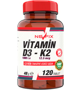 Vitamin D3 K2 120 Tablet D3 1000 iu K2 12.5 mcg