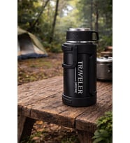2000 Ml Çift Katmanlı Vakumlu Çelik Termos Taşıma Saplı Sızdırmaz Outdoor Büyük Boy (Ekru-Siyah)