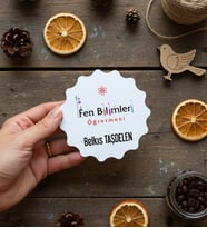 Kişiye Özel Fen Bilimleri Öğretmeni Bardak Altlığı Öğretmenler Günü Hediyesi (Bej)