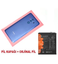 Tkgz Huawei Uyumlu MATE 10 Pro Arka Pil Batarya Kapağı + PİL (CAM) MAVİ