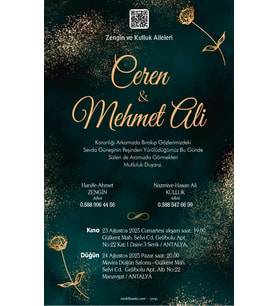 Nikah Düğün Nişan Kına Davetiyesi Beyaz Zarflı 5042 Kodlu