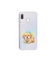 Samsung Galaxy A40 ile Uyumlu Splash Köpek Tasarımlı Şeffaf Silikon Kılıf