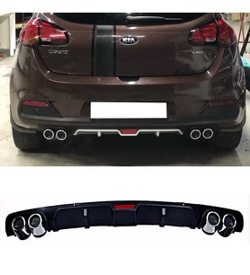 Kia Ceed Siyah Difüzör 4 Krom Egzoz Görünümlü Difizör Arka Ek Body Kit 2013 - 2016