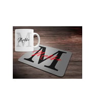 KİŞİYE ÖZEL M HARF BASKILI MOUSE PAD ve KUPA BARDAK SETİ