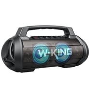 W-KING D10 Bluetooth Hoparlör 120W Partybox 42S Dinleme Işıklı IPX6 Kablosuz Stereo TWS Ses Bombası Siyah