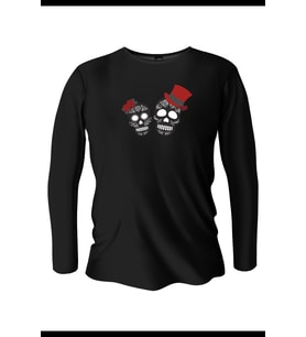 Kırmızı Şapka Uzun Kollu Bisiklet Yaka Erkek Siyah T-Shirt