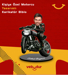 Kişiye Özel Motorcu Tasarımlı Karikatür Biblo Erkek Model-8