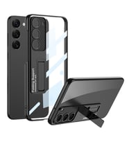 Galaxy S23 Plus Kılıf Kamera Korumalı Şeffaf Tasarımlı Zore Lego Standlı Kılıf (Siyah)