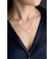 Kişiye Özel 925 Ayar Gümüş Şık Kedi Figürlü İsim Kolye (Gold)
