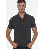 T8571 DEWBERRY FERMUARLI ERKEK T-SHIRT-KOYU ANTRASİT