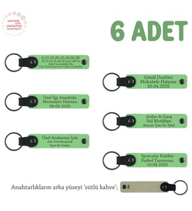Ebru Sanatı Eğitimini Tamamlayanlara Özel, İsim Yazılı 6'lı Set Anahtarlık, Fıstık Yeşil & S Kahve (Fıstık Yeşili)