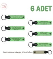 Ebru Sanatı Eğitimini Tamamlayanlara Özel, İsim Yazılı 6'lı Set Anahtarlık, Fıstık Yeşil & S Kahve (Fıstık Yeşili)
