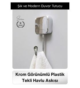#Askı Krom Görünümlü Plastik Tekli Havlu Askısı Banyo Mutfak Duvar Askı Havlu Tutucu Duvara Monte Şı