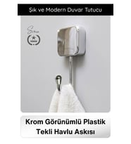 #Askı Krom Görünümlü Plastik Tekli Havlu Askısı Banyo Mutfak Duvar Askı Havlu Tutucu Duvara Monte Şı