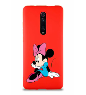 Xiaomi Mi 9T Pro Soft Premier Kapak Minnie Mouse-E Tasarımlı Silikon Kılıf - Kırmızı (Şeffaf)
