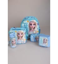TEK BÖLMELİ KÜÇÜK BOY 32 CM ELSA FROZEN ANAOKUL ÇANTASI,KALEM ÇANTASI,BESLENME ÇANTASI,BESLENME KABI VE 500 ML MATARA OKUL SETİ (Mor)