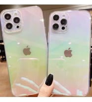iPhone 12 Uyumlu Şeffaf Parlak Holografik Kamera Korumalı Kılıf Rainbow Case
