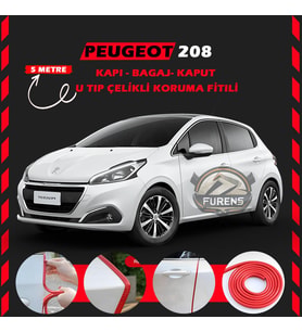 Peugeot 208 Oto Araç Kapı Koruma Fitili 5metre Parlak Kırmızı Renk