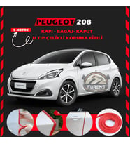 Peugeot 208 Oto Araç Kapı Koruma Fitili 5metre Parlak Kırmızı Renk