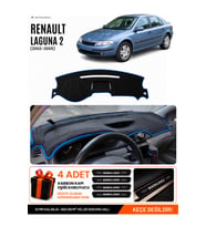 RENAULT LAGUNA 2 (2002-2005) Uyumlu Torpido Örtüsü Torpido Kılıfı - Siyah Mavi