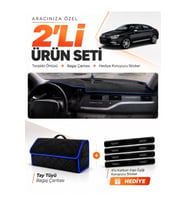 e-biz CITROEN C5 (2008-2015) Uyumlu Torpido Örtüsü + Tay Tüyü Bagaj Çantası - Siyah-Mavi - CI003