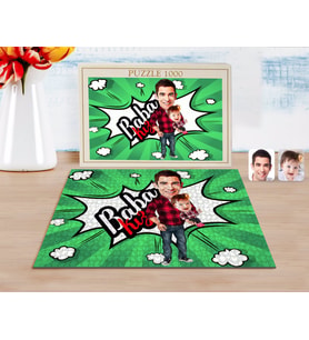 BK Gift Kişiye Özel Baba Kız Karikatürlü 1000 Parça Profesyonel Puzzle-4