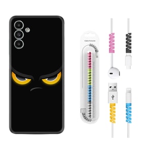 Samsung A23 A31 A32 A50 A51 A52 A53 A70 Kılıf Kablo Koruma Spiral Silikon Black Eyes 1644