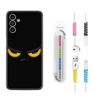 Samsung A23 A31 A32 A50 A51 A52 A53 A70 Kılıf Kablo Koruma Spiral Silikon Black Eyes 1644