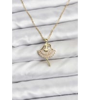 316L Çelik Zincir Gold Renk Balerin Model Kadın Kolye 5886 - LOHO2075-9836
