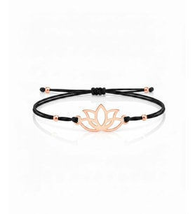 Lotus Çiçeği İpli Gümüş Bileklik - Gümüş