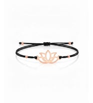 Lotus Çiçeği İpli Gümüş Bileklik - Gümüş