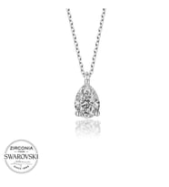 Swarovski Taşlı Gümüş Damla Tektaş Bayan Kolye