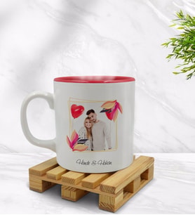 BK Gift Kişiye Özel İsimli Fotoğraflı İçi Kırmızı Renkli Kupa Bardak Model 28