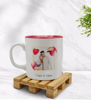 BK Gift Kişiye Özel İsimli Fotoğraflı İçi Kırmızı Renkli Kupa Bardak Model 28