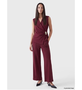 LCW EVERYDAY Bordo Regular Fit Geniş Paça Kadın Pantolon