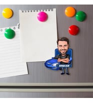 Mavi Spor Arabalı Erkek Karikatürlü Buzdolabı Magneti
