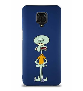 Xiaomi Redmi Note 9S Soft Premier Kapak Squidward Dokunaç Tasarımlı Silikon Kılıf - Lacivert (Şeffaf)