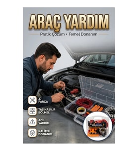 27 Parça Araç Yardım Ekipmanı Seti – Bölmeli Taşınabilir Bagaj Düzenleyici