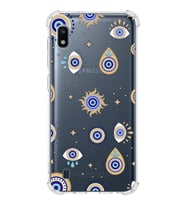 PrintiFy Samsung Galaxy A10 Uyumlu Nazar Boncuğu 5 Baskılı Şeffaf Köşe Korumalı Antişok Kılıf