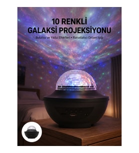 Mey İthalat® Masa ve Gece Lambası Renkli Projektör Işıklı Disko Topu Bluetooth Hoparlör