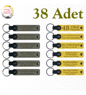 Kül Gri & Sarı, 38’li Set, Kişiselleştirilebilir Deri Hatıra, Kafe Müşterilerine Küçük Teşekkür
