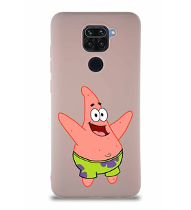 Xiaomi Redmi Note 9 Soft Premier Kapak Patrick Yıldız Tasarımlı Silikon Kılıf - Pudra (Şeffaf)