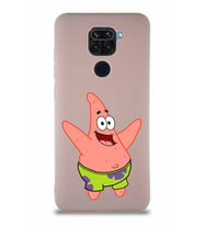 Xiaomi Redmi Note 9 Soft Premier Kapak Patrick Yıldız Tasarımlı Silikon Kılıf - Pudra (Şeffaf)