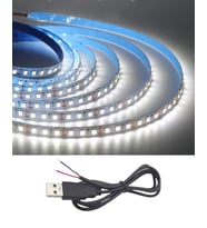 5 Metre 5 Volt 2835 SMD 6500 K Beyaz İç Mekan 60 Ledli Şerit USB li Siyah Güç Kablosu Set