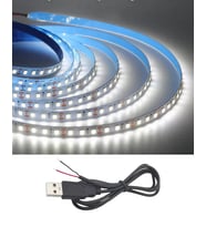 5 Metre 5 Volt 2835 SMD 6500 K Beyaz İç Mekan 60 Ledli Şerit USB li Siyah Güç Kablosu Set
