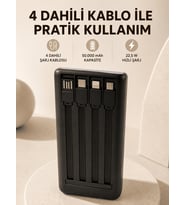 Hızlı Şarj Powerbank 50.000 mAh 4 Dahili Kablolu LED Aydınlatmalı Dijital Göstergeli Taşınabilir Batarya