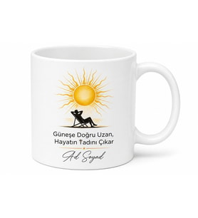 Güneş Banyosu Yazılı Baskılı Kupa Bardak Hediye Özel Tasarım Porselen Mug